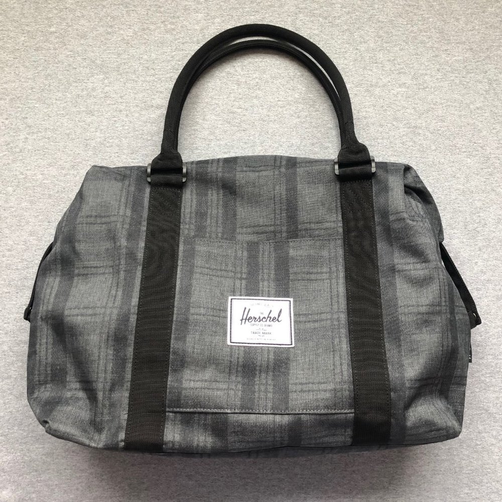 Herschel Strand Duffel Bag Gray and Black Plaid
